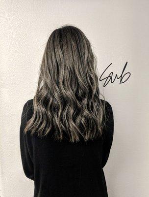 Took this beauty from red with a warm Balayage to a blended cool tone all over!