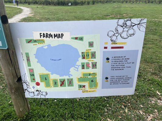 For blueberry picking, they have a map of where you can pick blueberries at the front of the trail before you start