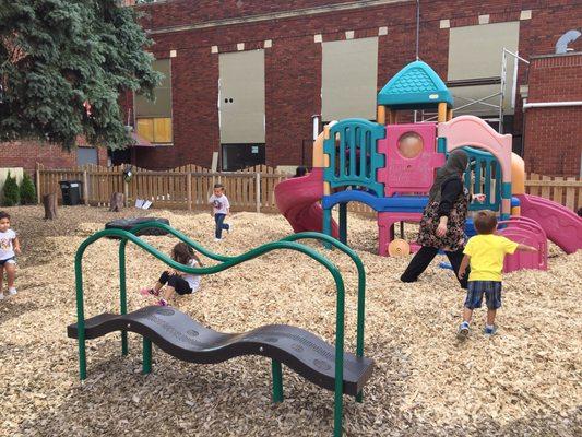 Children go out two times a day to run, jump and climb on the enclosed spacious playground.