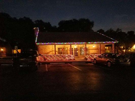 Christmas decorations on the club house.