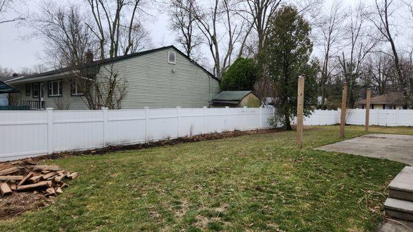 After. Stumps ground so we can plant over them in the Spring. Kept the healthy tree on the end.