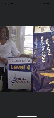 My accreditation banner, my level four sign.