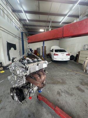 Engine replacement with warranty