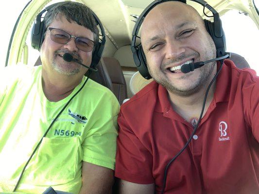 Me and the owner flying! Sean loves taking folks flying!