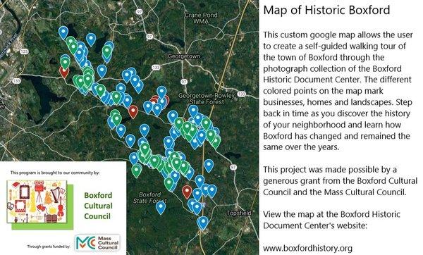 New! Use our custom Google map of Historic Boxford to explore the town's history and our extensive photograph collection.