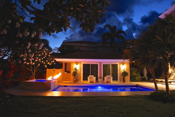 A beautiful moonlit night in the backyard of our Kamehame Ridge listing!