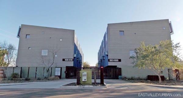 Exterior view of Mezzo community in Phoenix, AZ
 http://eastvalleyurban.com/phoenix/mezzo/