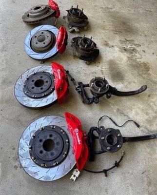 Brakes, rotors and spindles