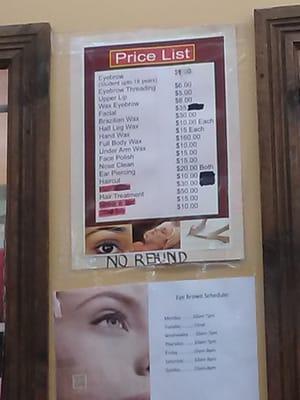 Price list