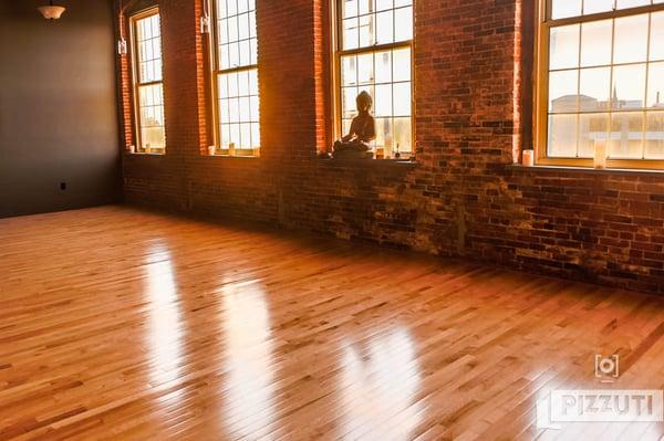 Afternoon light coming in through our practice space windows