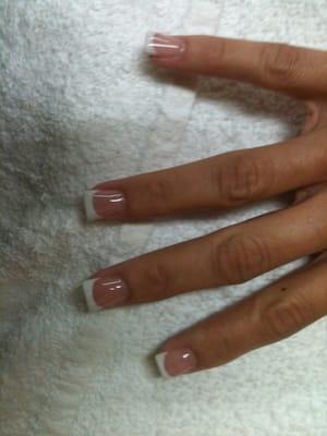 Pink And White Acrylic Nails.                           Nails By Honey                 619-665-5370