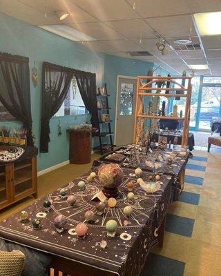 Crystals  incense, towers, books jewelry