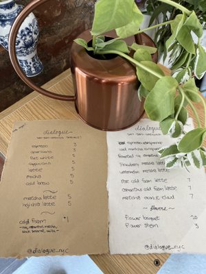 handwritten menu!