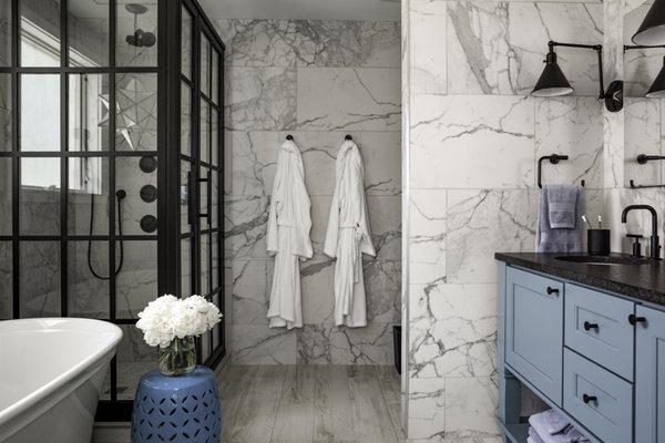 This master bathroom was part of the new addition to the HGTV Urban Oasis home. It included a smart shower, touches toilet and soaking tub.