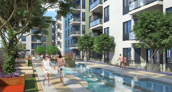 Exterior rendering of community pool at Edison Midtown development in Phoenix, AZ
 http://eastvalleyurban.com/phoenix/edison-midtown/