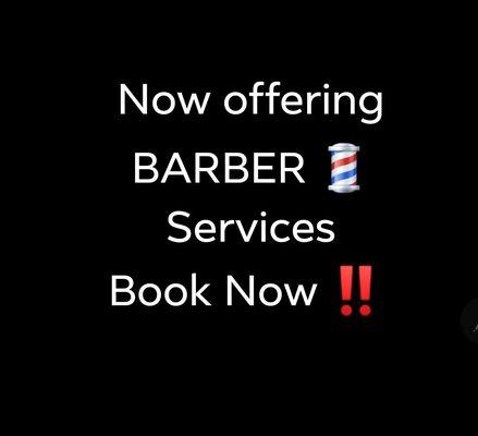 Now offering barbering services by Martez Peoples.