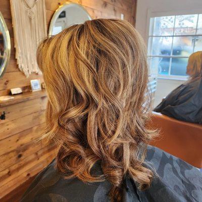 Dark blonde weave with lots of layers