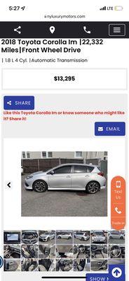 This is the car with the listed price of $13,295  then they change the price to 21,000 this place it's a scam