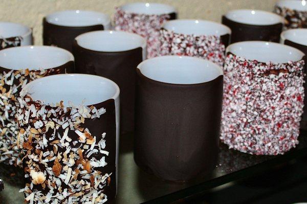 The "Bah Humbug Hot Cocoa" bar featured boozy holiday delights and more toppings & trimmings than one could imagine.