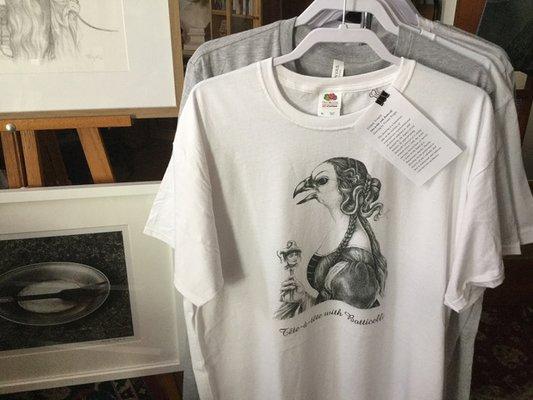 T-shirts featuring the artwork of artist-in-residence, Yvonne Wright