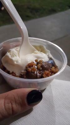 My favorite! Chocolate Peanut Butter Fudge with Candied Bacon Cookie Crumble and Vanilla Ice Cream - From The Filling Station