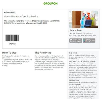 Groupon - I paid for a "4-Man" crew, she said it = 2 people.