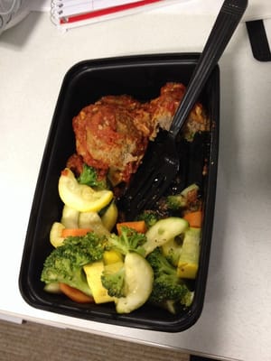 Meatball parm with veggies! (Half eaten) delicious!!