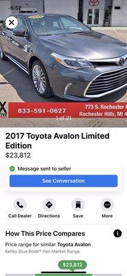 Two different prices for the same car at the same dealer at the same time