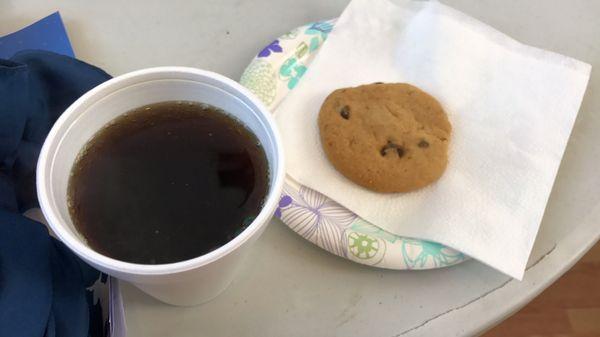 coffee and usually homemade cookies after service. So yummy!