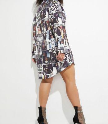 Plus Size Newspaper Print Dress/Top. threads-legs.com