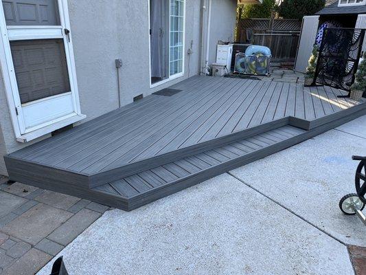 Trex transcend composite decking in island mist.