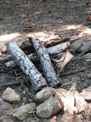 Starting to set up fire pit.