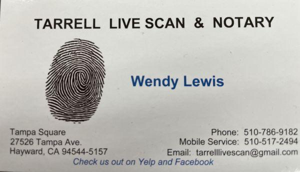 Wendy is in the office 4 days a week, handles most mobile live scanning and notary requests.  She is our Ink Fingerprint Card specialist.