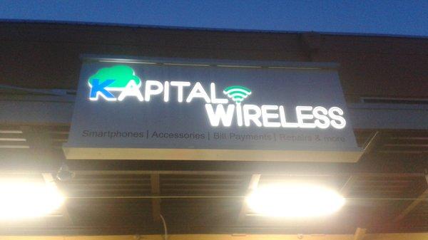 Store front sign of Kapital Wireless in Kent