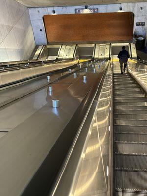 Long escalator to train