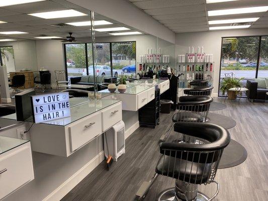 Come see our renovated space. We are a modern, warm, welcoming salon design to help you be you!