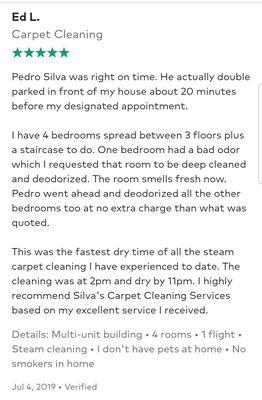 My review last year for Pedro on Thumbtack.