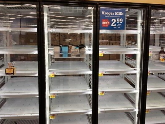 If planning on dairy products pre snow storm, come early.  #Kroger #georgiasnow2014