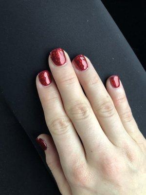 Christmas red gel mani