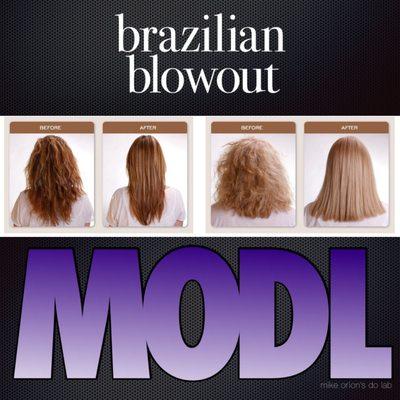 The before & afters of the Brazilian Blowout treatment offered here at MODL Salon