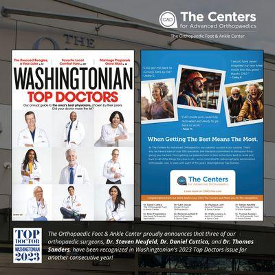 Congratulations to Drs. Neufeld, Cuttica, and Sanders: 2023 Washingtonian Top Doctors!