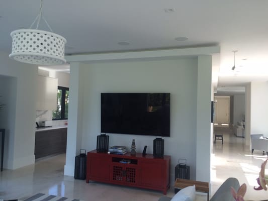 media room with surround sound