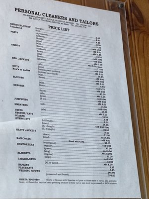 Price list