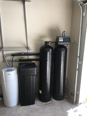 Customer provided whole house filter and 64,000 grain softener. Call us for installation, we can also provide a unit if required.