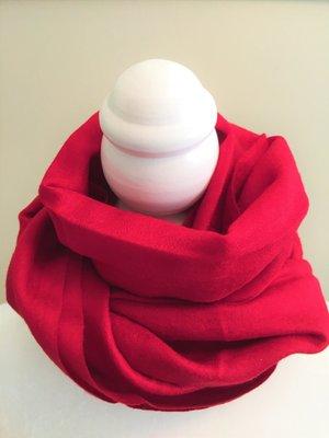 Rose red Silk & Wool long scarf.