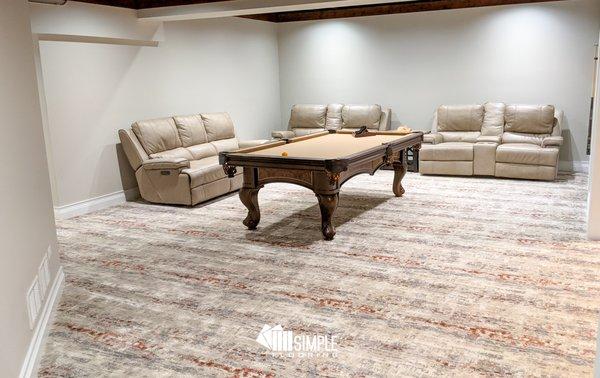 Luxury carpet installed in a basement