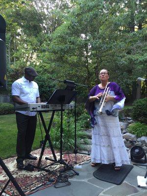 Playing Trumpet, Trombone& Singing at an outdoor party!