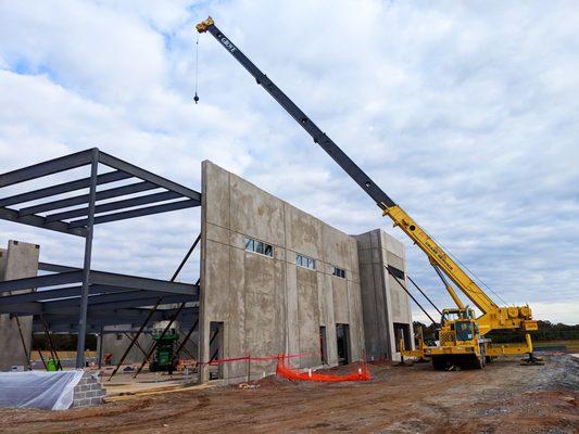 One of our cranes lifting steel at Arthrex in Sandy Springs, SC.