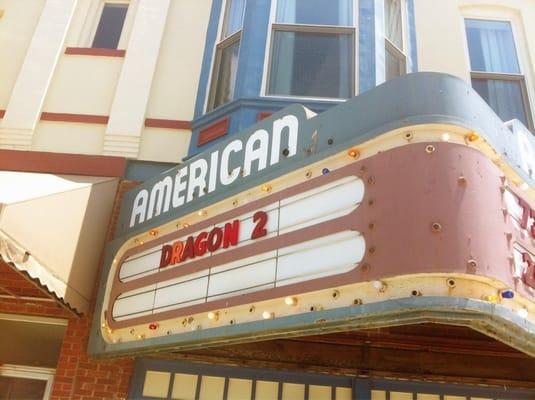 Marquee signage for the Corning American Theatre.