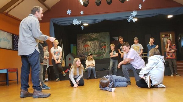 David Koff, working with kids at the Neskowin Valley School.